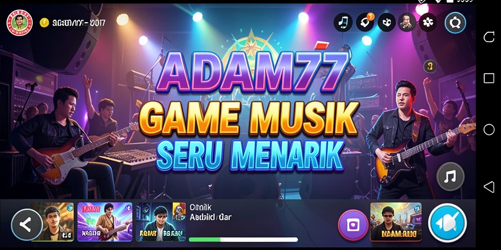 Screenshot utama ADAM77 menunjukkan pemain menikmati gameplay musik interaktif.