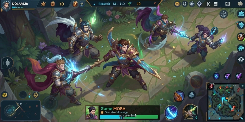 Tampilan menegangkan dari pertempuran gameplay MOBA di DOLAR138.
