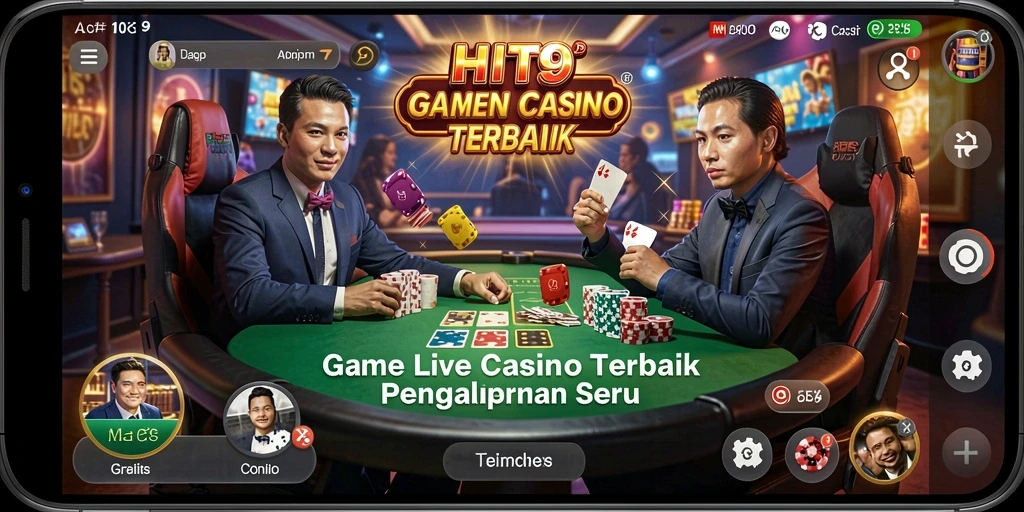 Screenshot HIT9 menampilkan gameplay Live Casino yang mendebarkan dan interaksi dengan dealer langsung.
