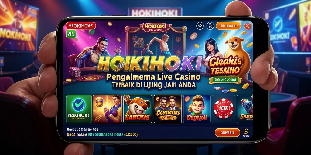 Tampilan gameplay HOKIHOKI dengan dealer dan pemain interaktif.
