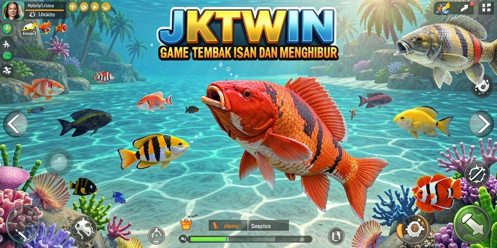 Screenshot gameplay JKTWIN yang menampilkan aksi Tembak Ikan.