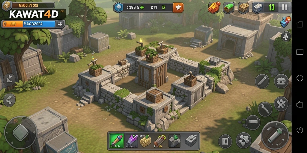 Tampilan seru dari gameplay menara pertahanan di KAWAT4D.