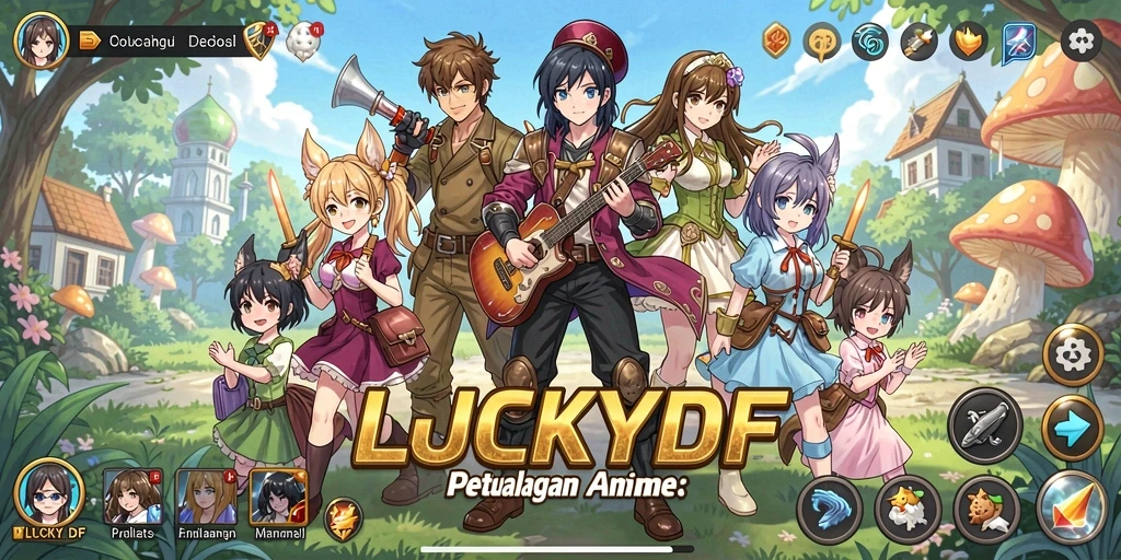 Screenshot gameplay LUCKYDF menampilkan karakter-karakter Anime yang menawan.