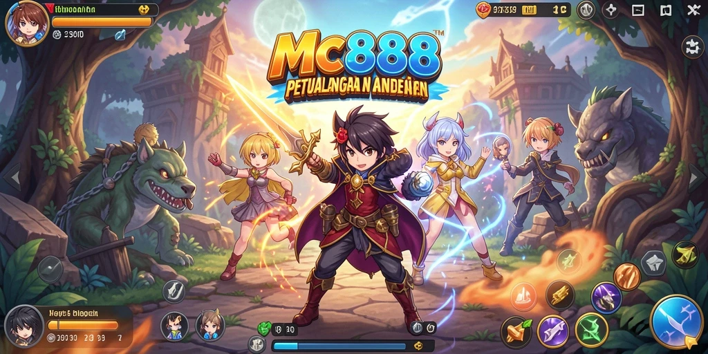 Tampilan gameplay menarik dari MC888 yang menunjukkan karakter Anime beraksi.
