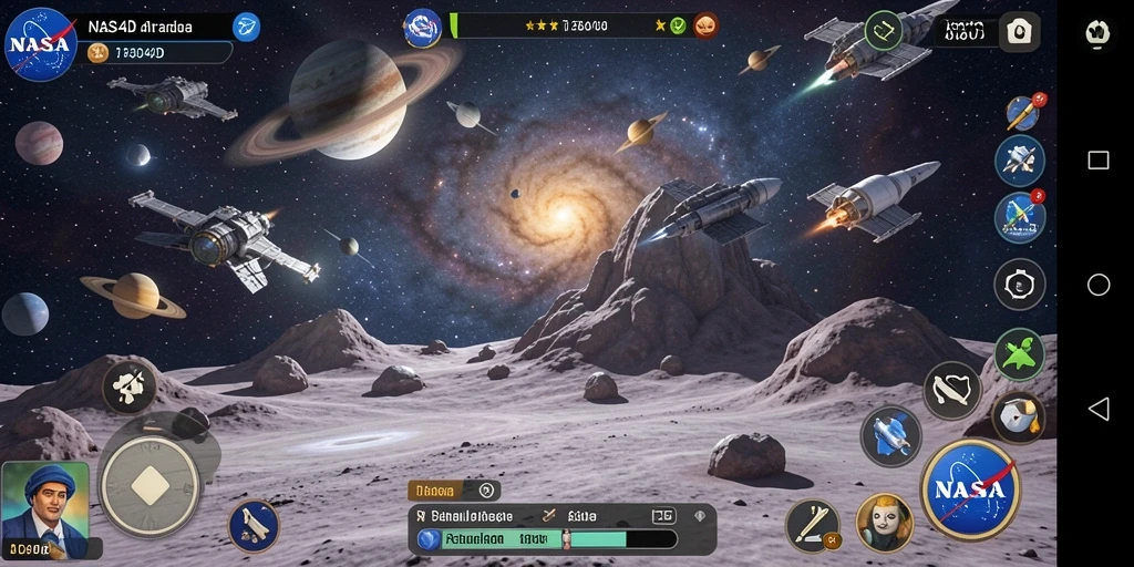 Penggambaran gameplay seru NASA4D dengan petualangan luar angkasa.