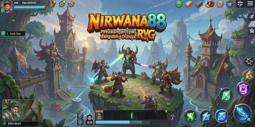 Screenshot gameplay NIRWANA88 yang menampilkan karakter bertarung di dungeon.
