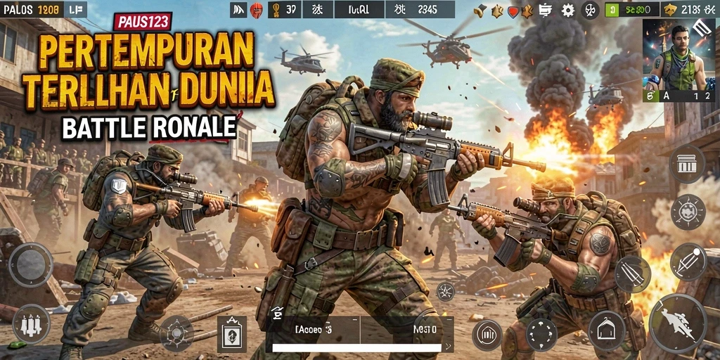 Tangkapan layar menunjukkan aksi mendebarkan dalam permainan Battle Royale.