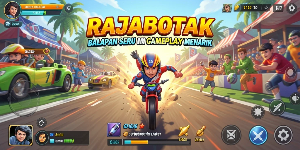 Gameplay menegangkan dalam RAJABOTAK saat balapan berlangsung.