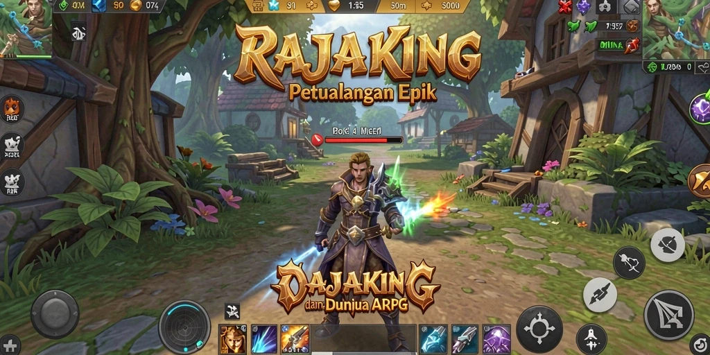 Tampilan gameplay epik dalam dunia ARPG RAJAKING.