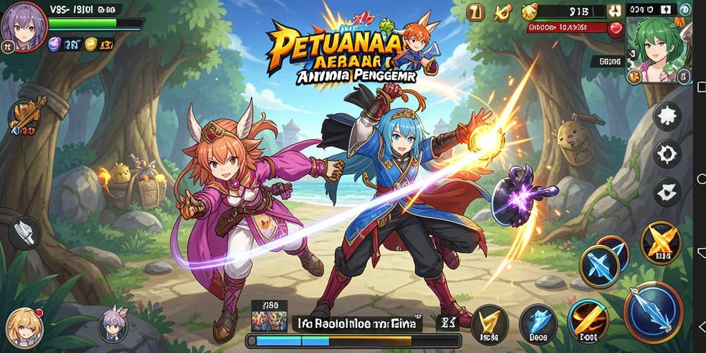 Tampilan gameplay V89 dengan karakter anime yang menarik.